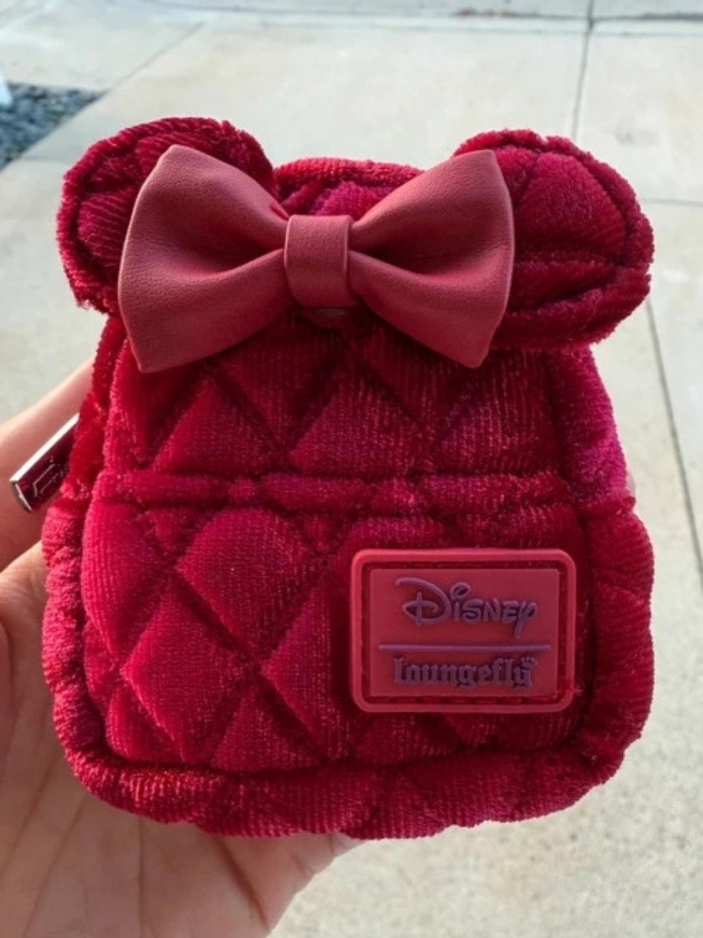 Loungefly Kids Red Minnie Ear Quilted Plush Pouch